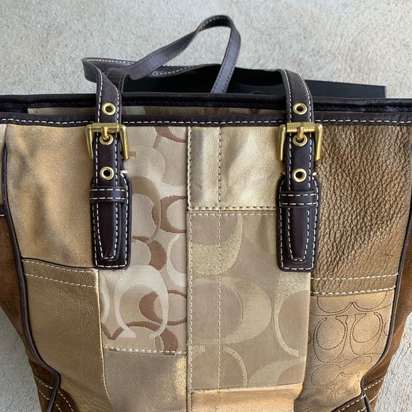Coach Vintage Patchwork Leather Tote in Brown and Tan - Picture 5 of 11